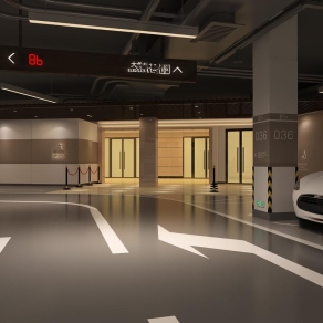 现代室内停车场3D模型下载